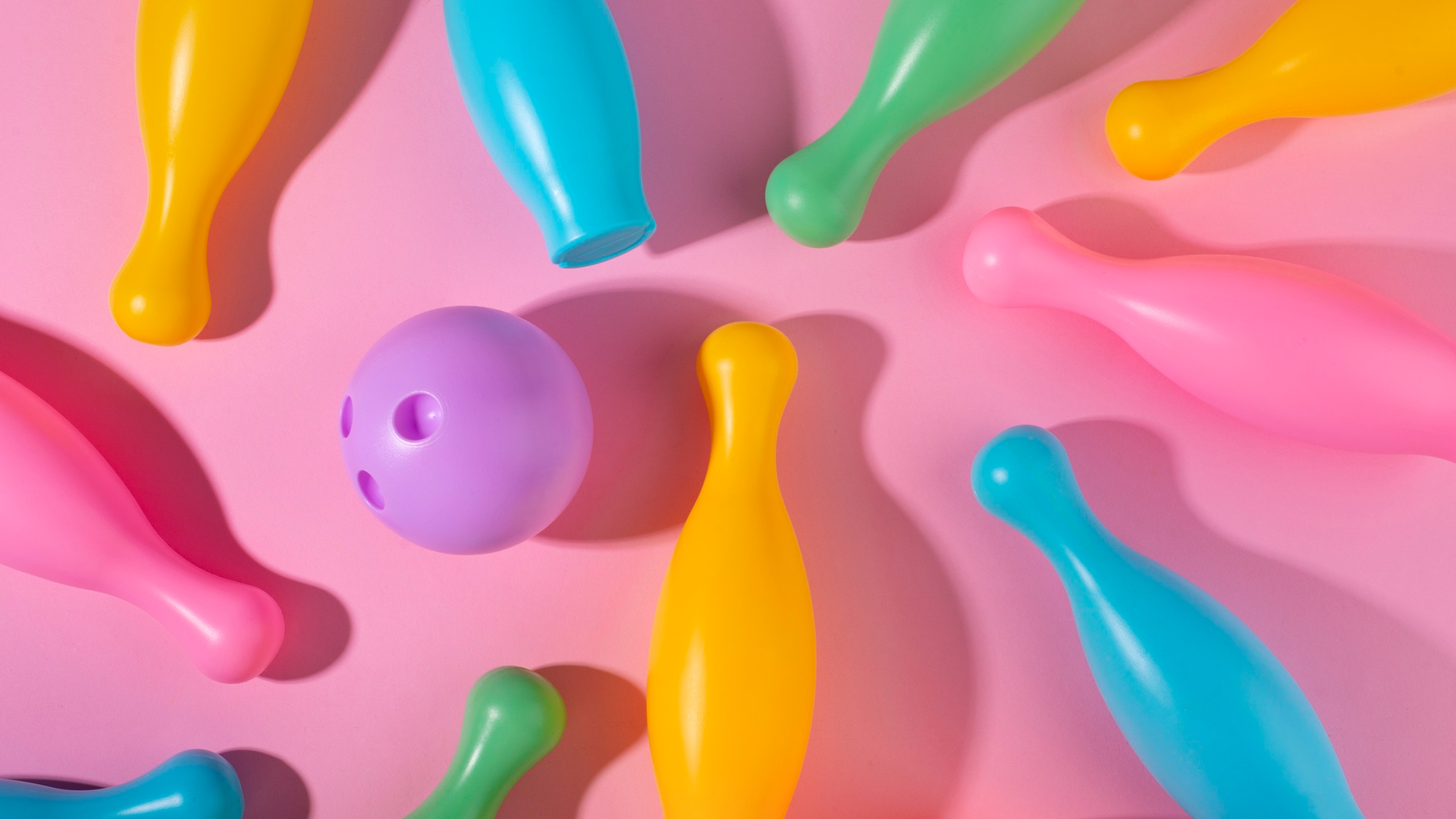 Simple-activity-today--bowling-with-bright-and-colourful-pins